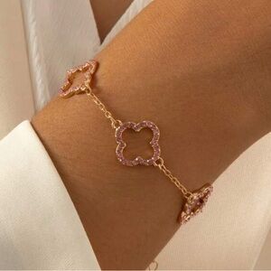 NEW Pink + Gold clover bracelet